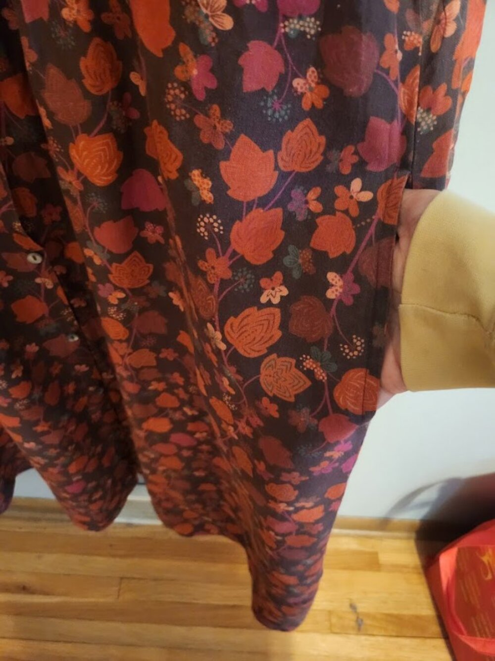 Gudrun Sjogren Linnea Dress 100% hemp Size M Red and Orange Floral Pattern - Picture 10 of 13